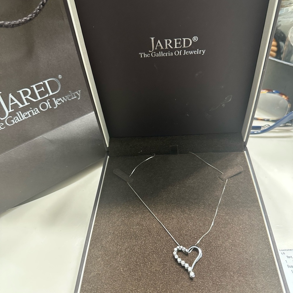 Diamond Heart Pendant Necklace 1/2 ct tw Round 14K White Gold 18